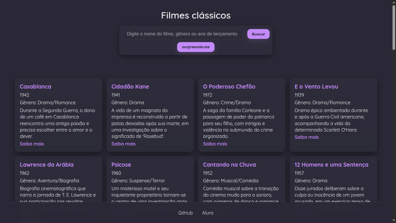 Imagem do site feito para alura